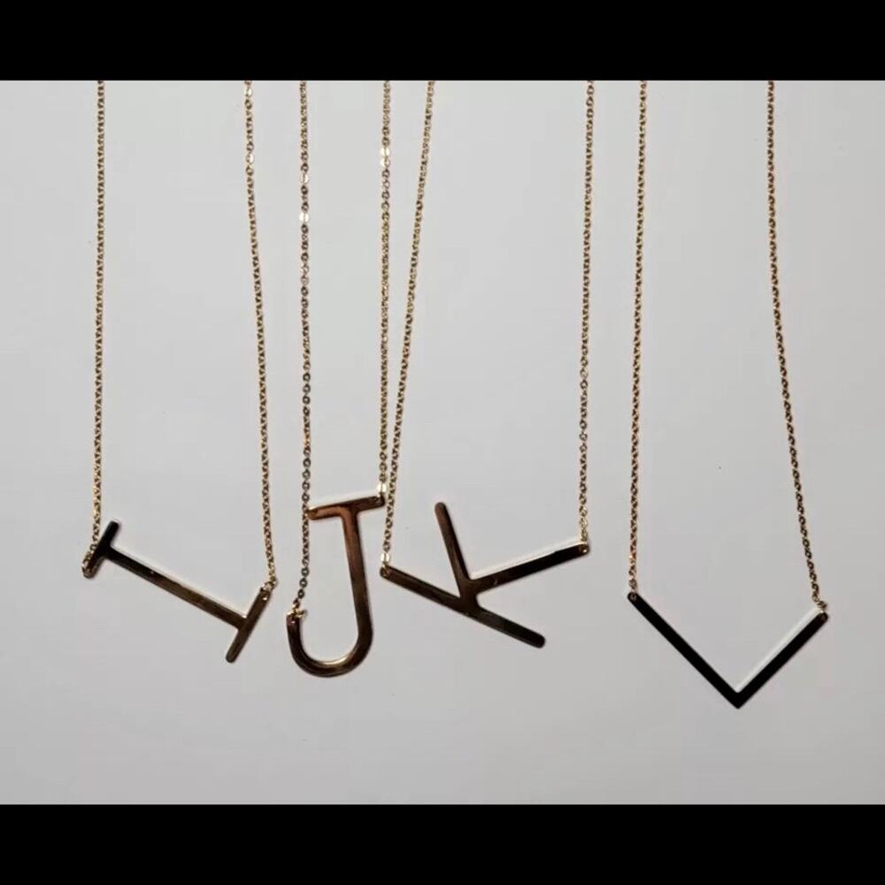 Gold Initial Pendant Necklace Letters A-Z - Picture 6 of 8